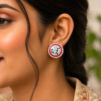 Sky blue color meenakari earrings elegant design 2