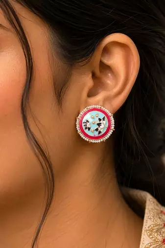 Sky blue color meenakari earrings elegant design