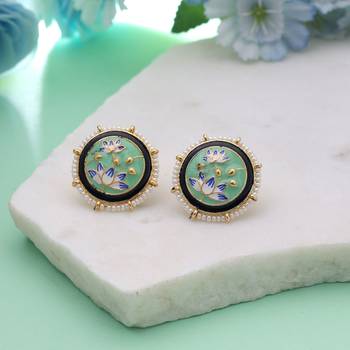 Light green color meenakari earrings festive appeal 1
