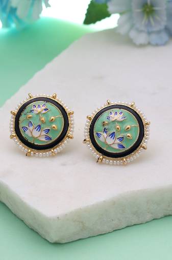 Light green color meenakari earrings festive appeal