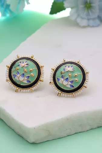 Light green color meenakari earrings festive appeal
