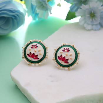 White color meenakari earrings premium ethnic look 1