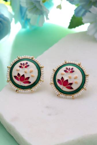White color meenakari earrings premium ethnic look