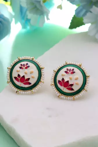 White color meenakari earrings premium ethnic look