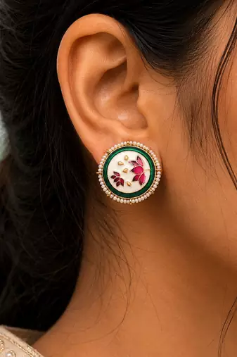 White color meenakari earrings premium ethnic look