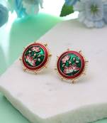Green color meenakari earrings classic designer pattern