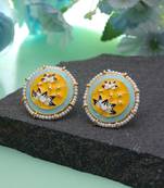 Yellow color meenakari earrings festive wear appeal