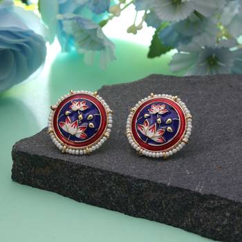 Blue color meenakari earrings elegant ethnic style 1