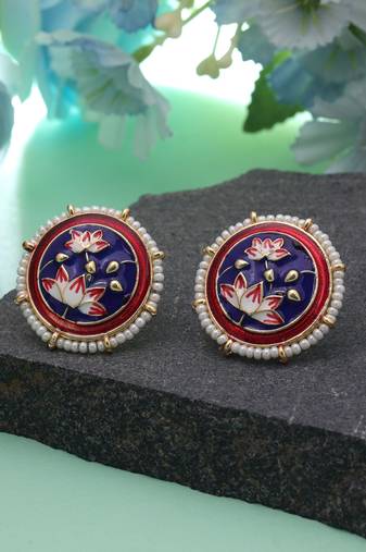 Blue color meenakari earrings elegant ethnic style
