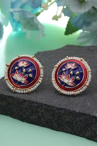 Blue color meenakari earrings elegant ethnic style