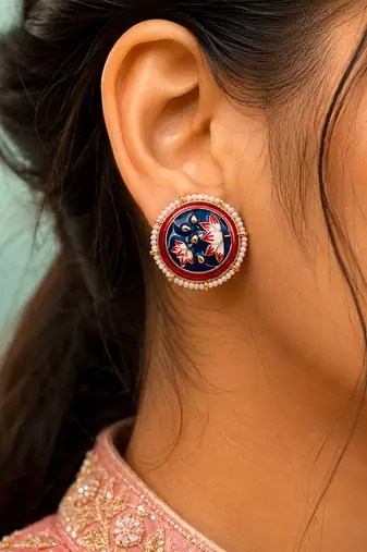 Blue color meenakari earrings elegant ethnic style