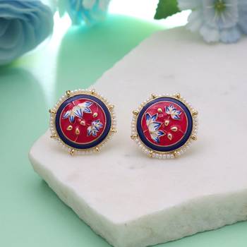 Rani color meenakari earrings royal designer look 1