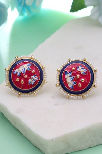 Rani color meenakari earrings royal designer look