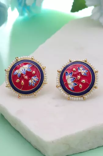 Rani color meenakari earrings royal designer look