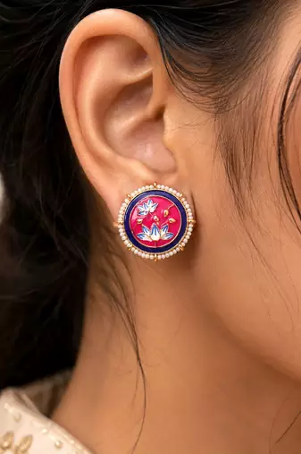 Rani color meenakari earrings royal designer look
