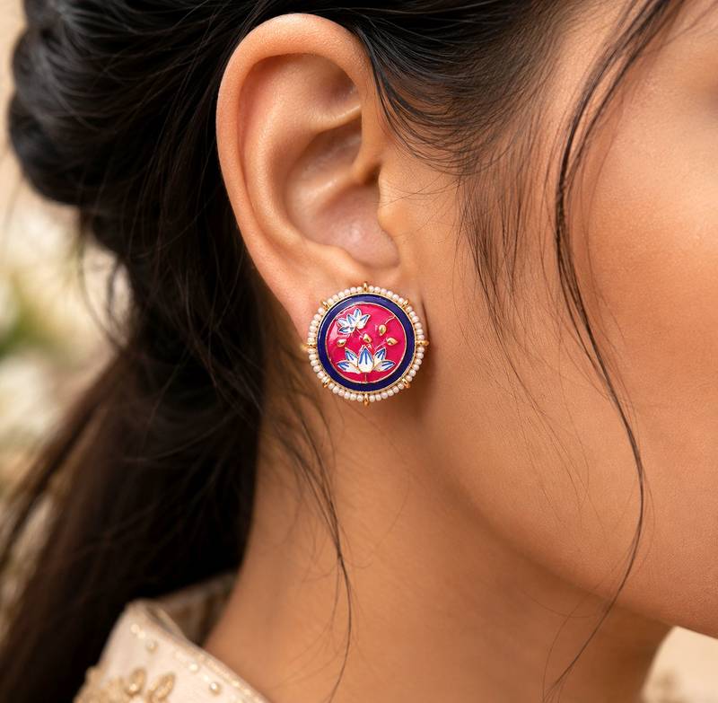 Rani color meenakari earrings royal designer look