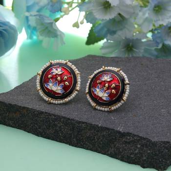 Maroon color meenakari earrings premium finish 1