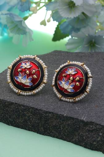Maroon color meenakari earrings premium finish