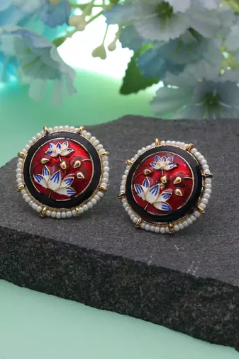 Maroon color meenakari earrings premium finish