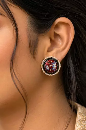 Maroon color meenakari earrings premium finish
