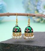 Green color meenakari earrings traditional handmade