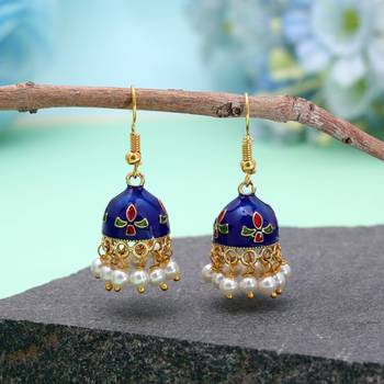 Blue color meenakari earrings festive ethnic appeal 1