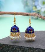 Blue color meenakari earrings festive ethnic appeal