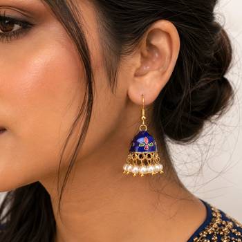 Blue color meenakari earrings festive ethnic appeal 2