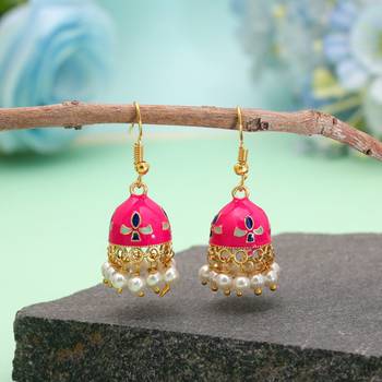 Rani color meenakari earrings elegant designer style 1