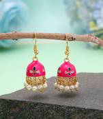 Rani color meenakari earrings elegant designer style