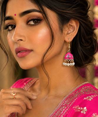 Rani color meenakari earrings elegant designer style 2