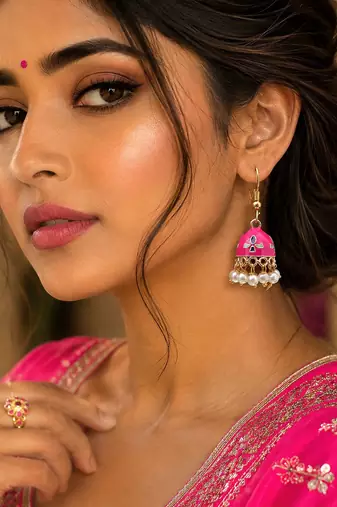 Rani color meenakari earrings elegant designer style