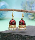 Maroon color meenakari earrings classic handmade look