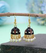 Black color meenakari earrings trendy ethnic design