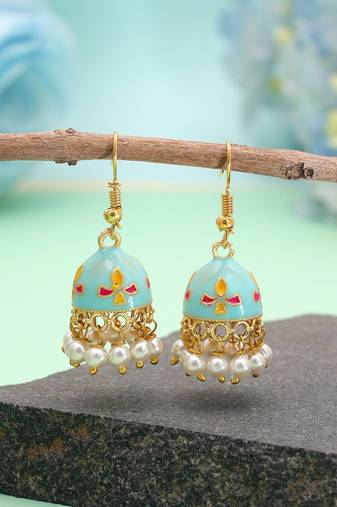 Sky blue color meenakari earrings elegant festive style
