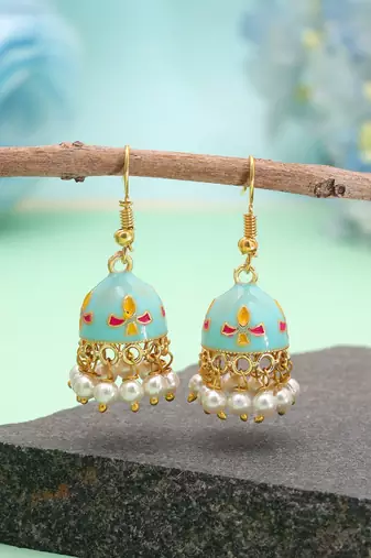 Sky blue color meenakari earrings elegant festive style