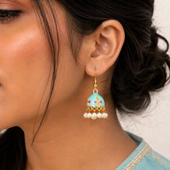 Sky blue color meenakari earrings elegant festive style 2