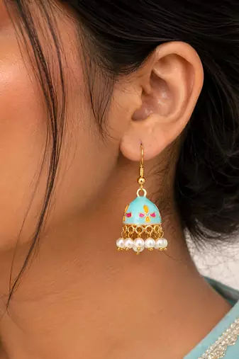 Sky blue color meenakari earrings elegant festive style