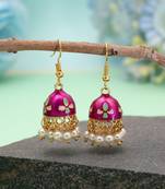 Magenta color meenakari earrings traditional finish