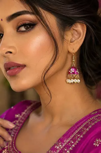 Magenta color meenakari earrings traditional finish
