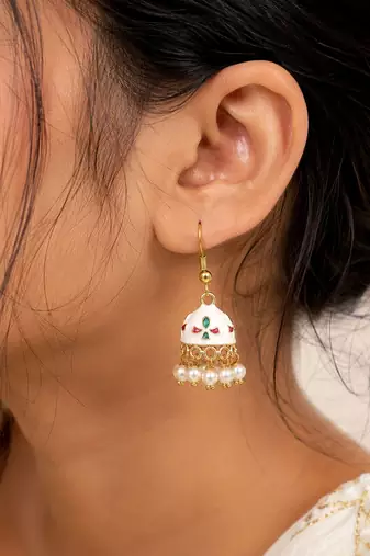 White color meenakari earrings festive fashion design