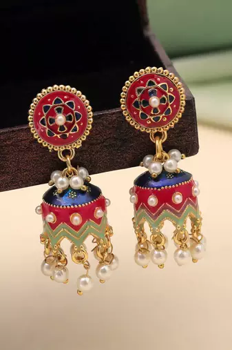 Rani color meenakari earrings premium traditional look