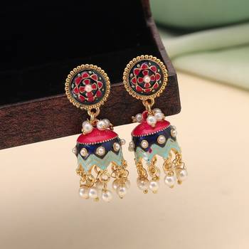 Blue color meenakari earrings trendy designer style 1