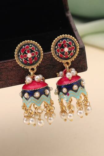 Blue color meenakari earrings trendy designer style