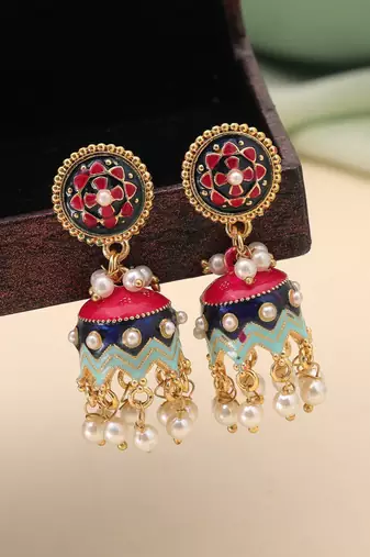 Blue color meenakari earrings trendy designer style