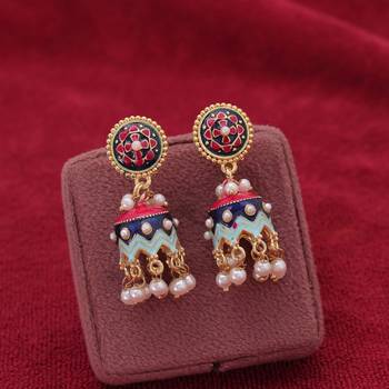 Blue color meenakari earrings trendy designer style 2