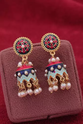 Blue color meenakari earrings trendy designer style