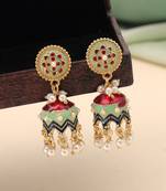 Pista green color meenakari earrings classic design