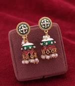 Green color meenakari earrings beautiful handmade finish