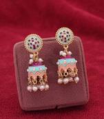 Sky blue color meenakari earrings festive wear look